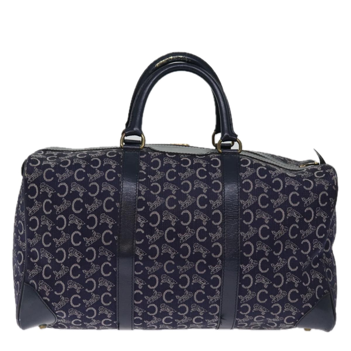 CELINE C Macadam Canvas Boston Bag Navy Auth 74992