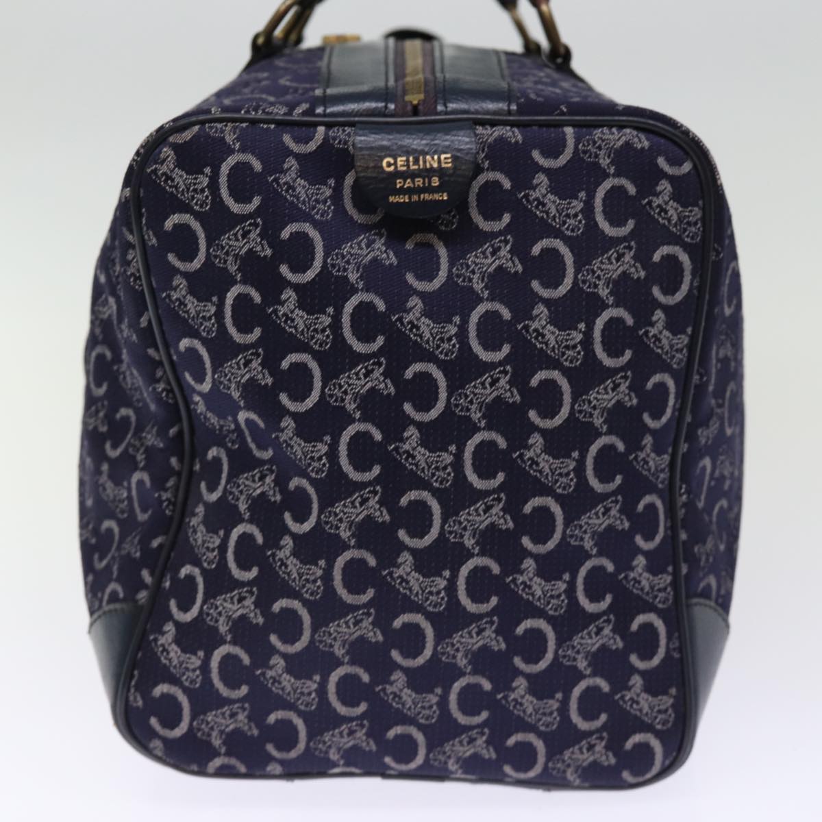 CELINE C Macadam Canvas Boston Bag Navy Auth 74992