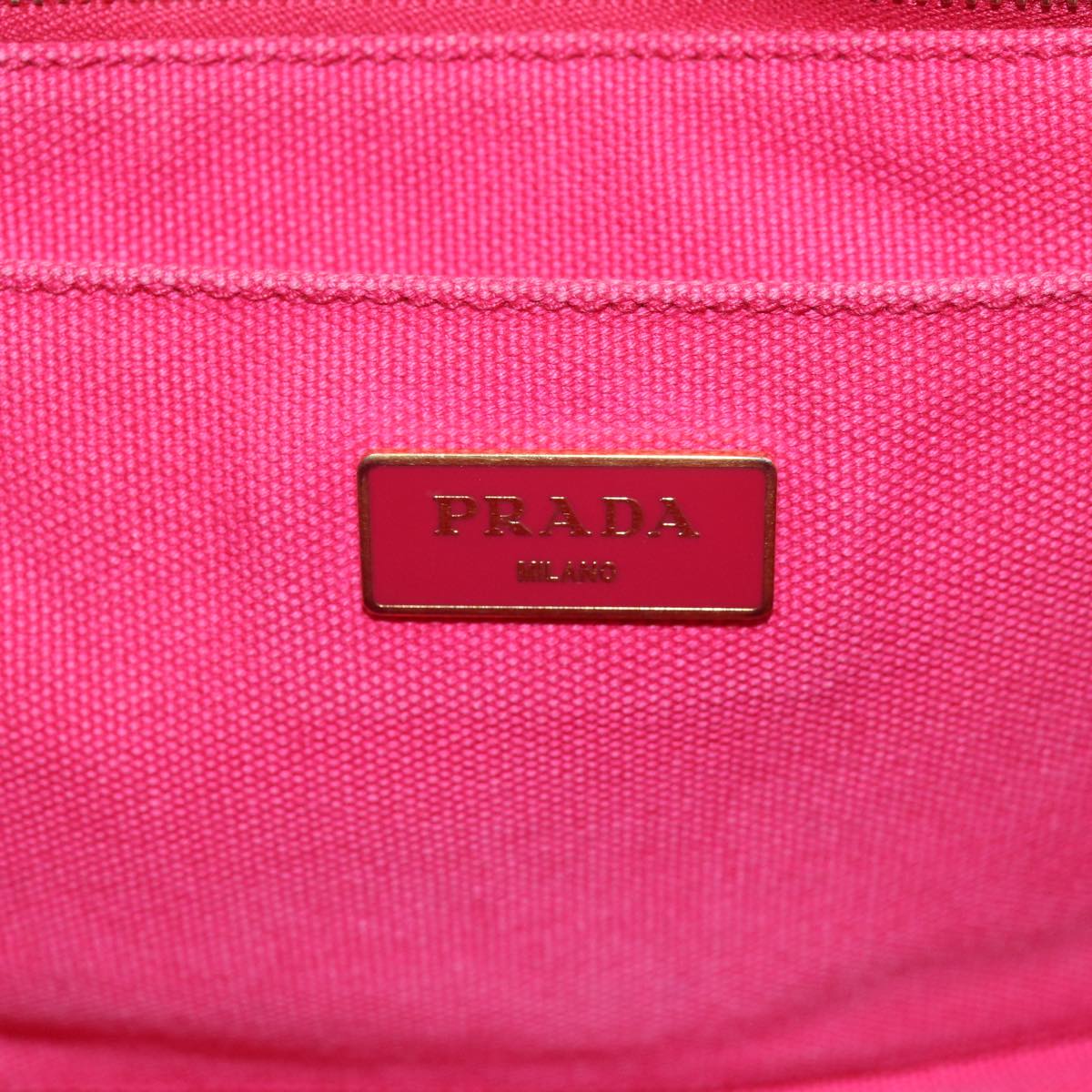PRADA Canapa MM Hand Bag Canvas Pink Auth 74994