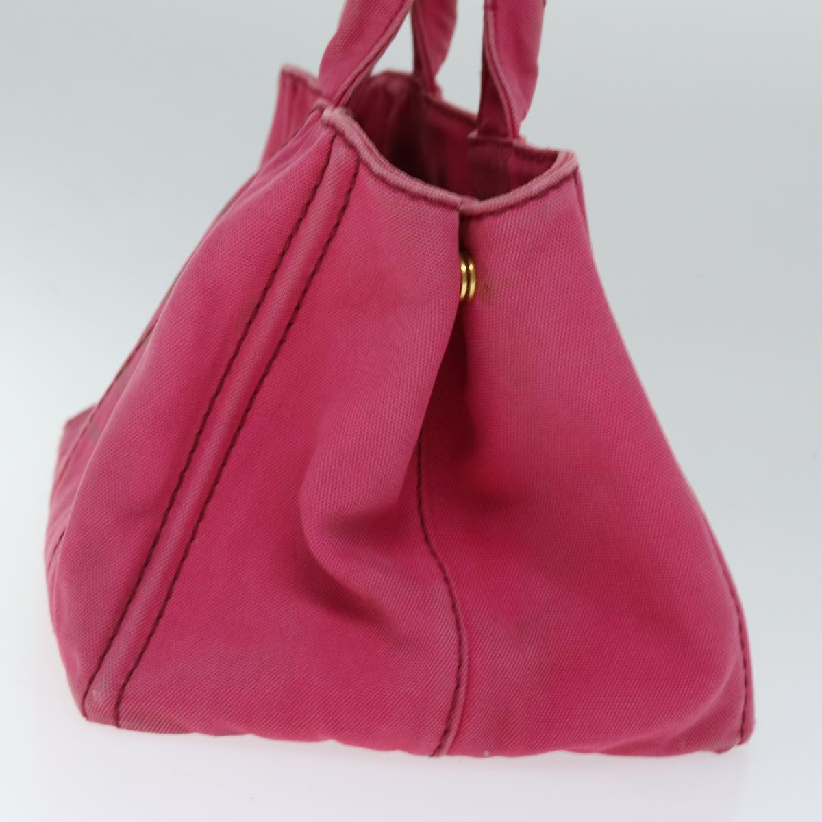 PRADA Canapa MM Hand Bag Canvas Pink Auth 74994