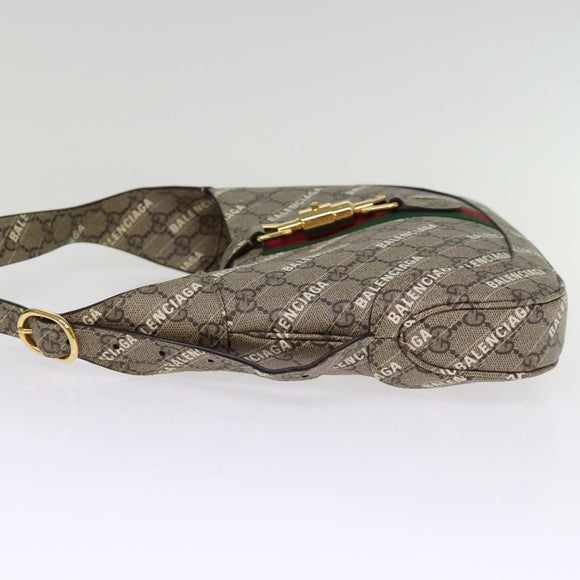 GUCCI GG Supreme Web Sherry Line Jackie Bag BALENCIAGA Beige 636706 Auth 74999SAV