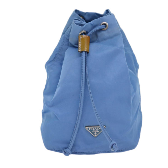 PRADA Drawstring Pouch Nylon Light Blue Auth 75006