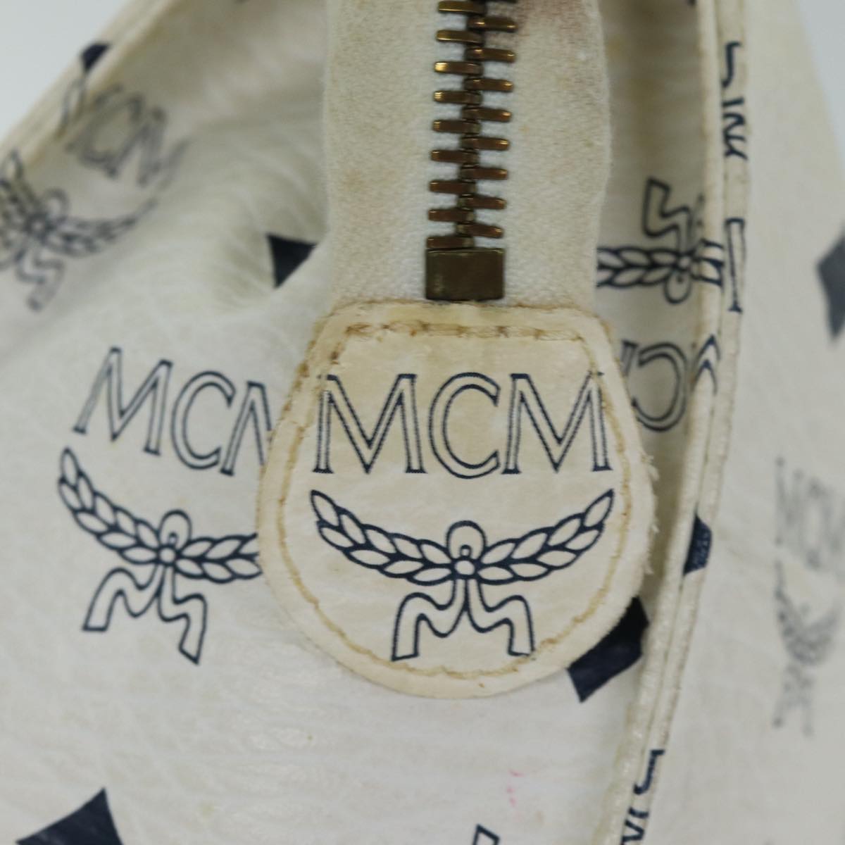 MCM Vicetos Logogram Clutch Bag PVC White Auth 75007