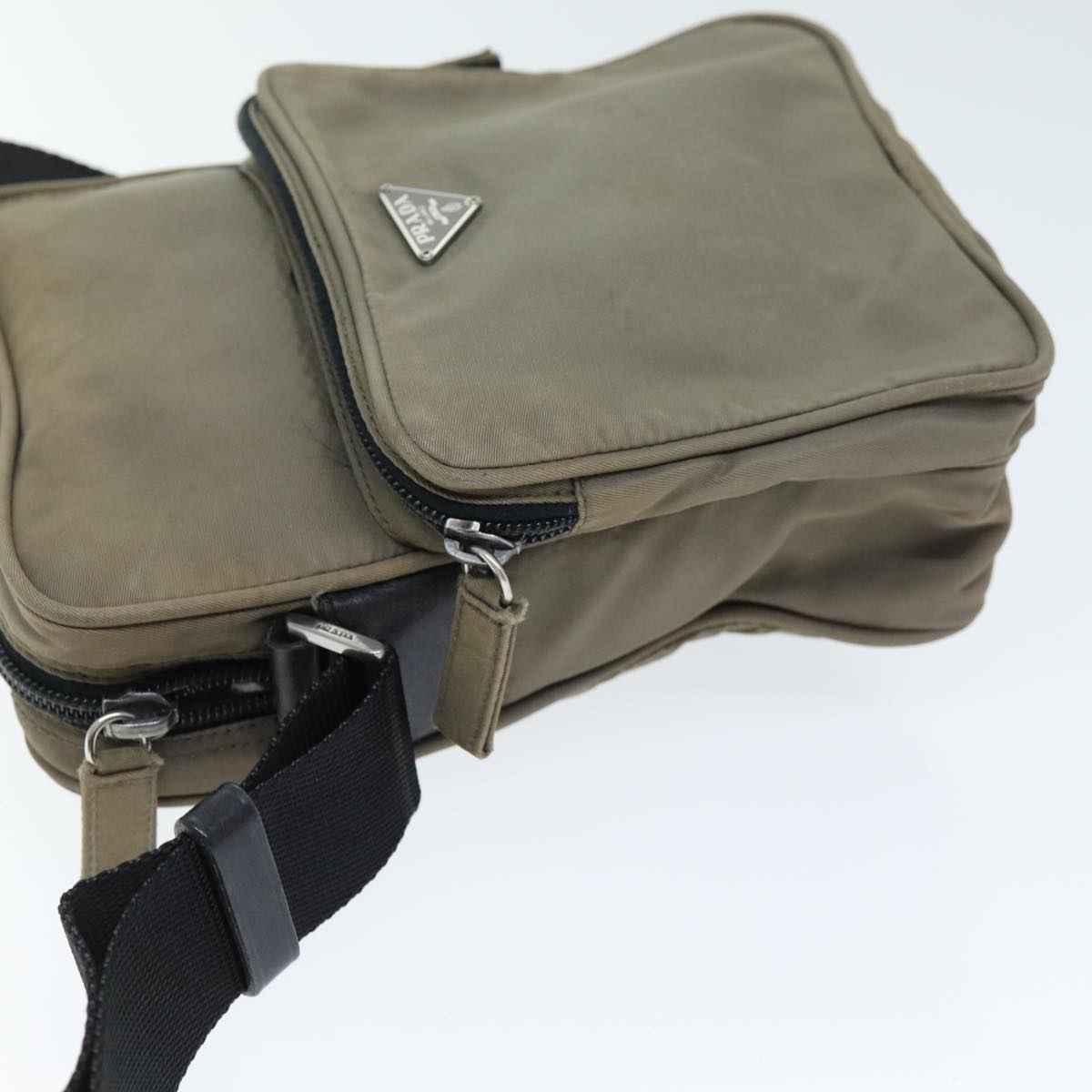 PRADA Shoulder Bag Nylon Beige Auth 75014