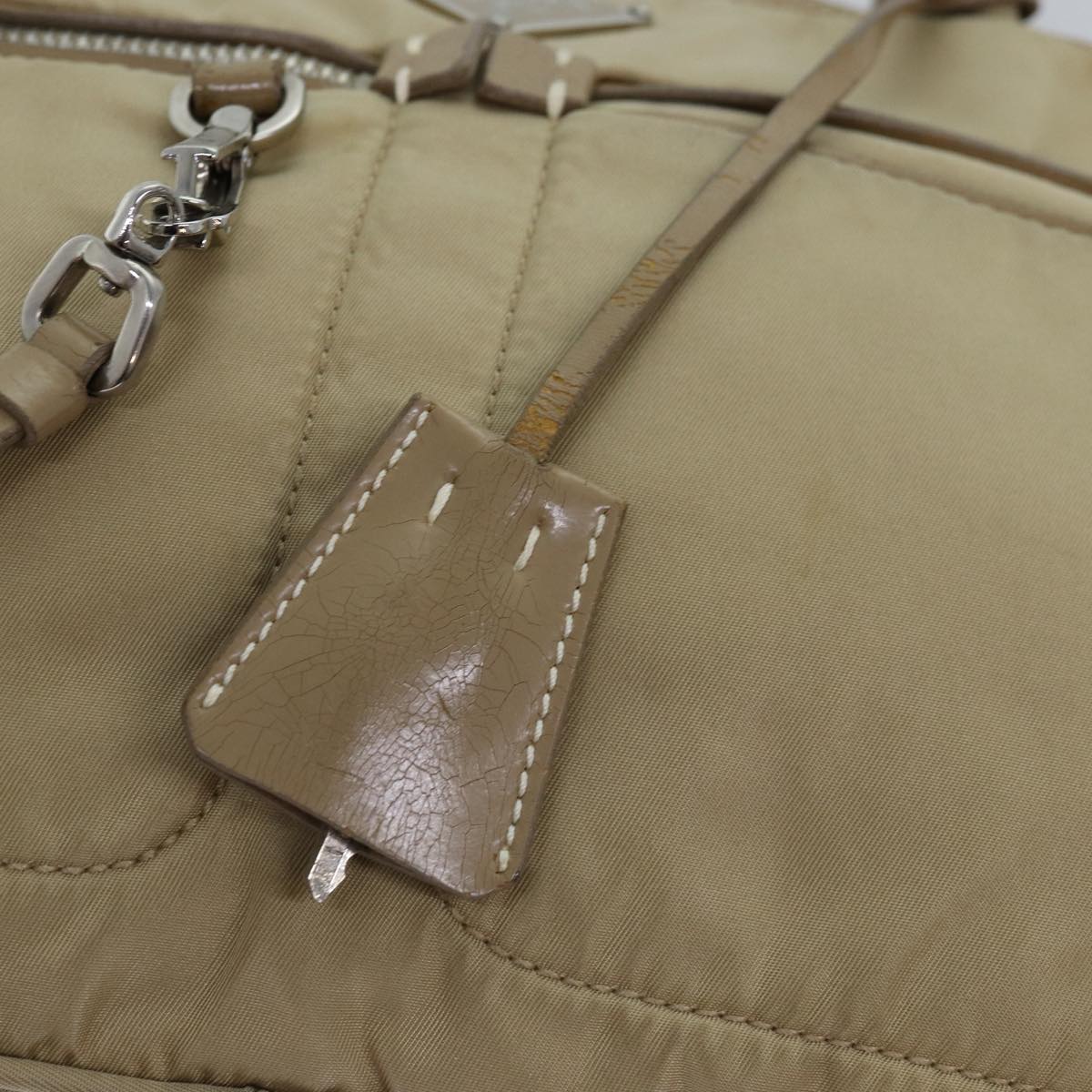 PRADA Hand Bag Nylon Beige Auth 75016