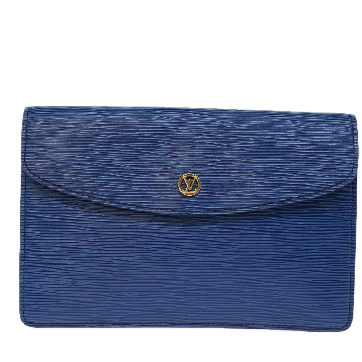 LOUIS VUITTON Epi Montaigne 23 Clutch Bag Blue M52665 LV Auth 75039