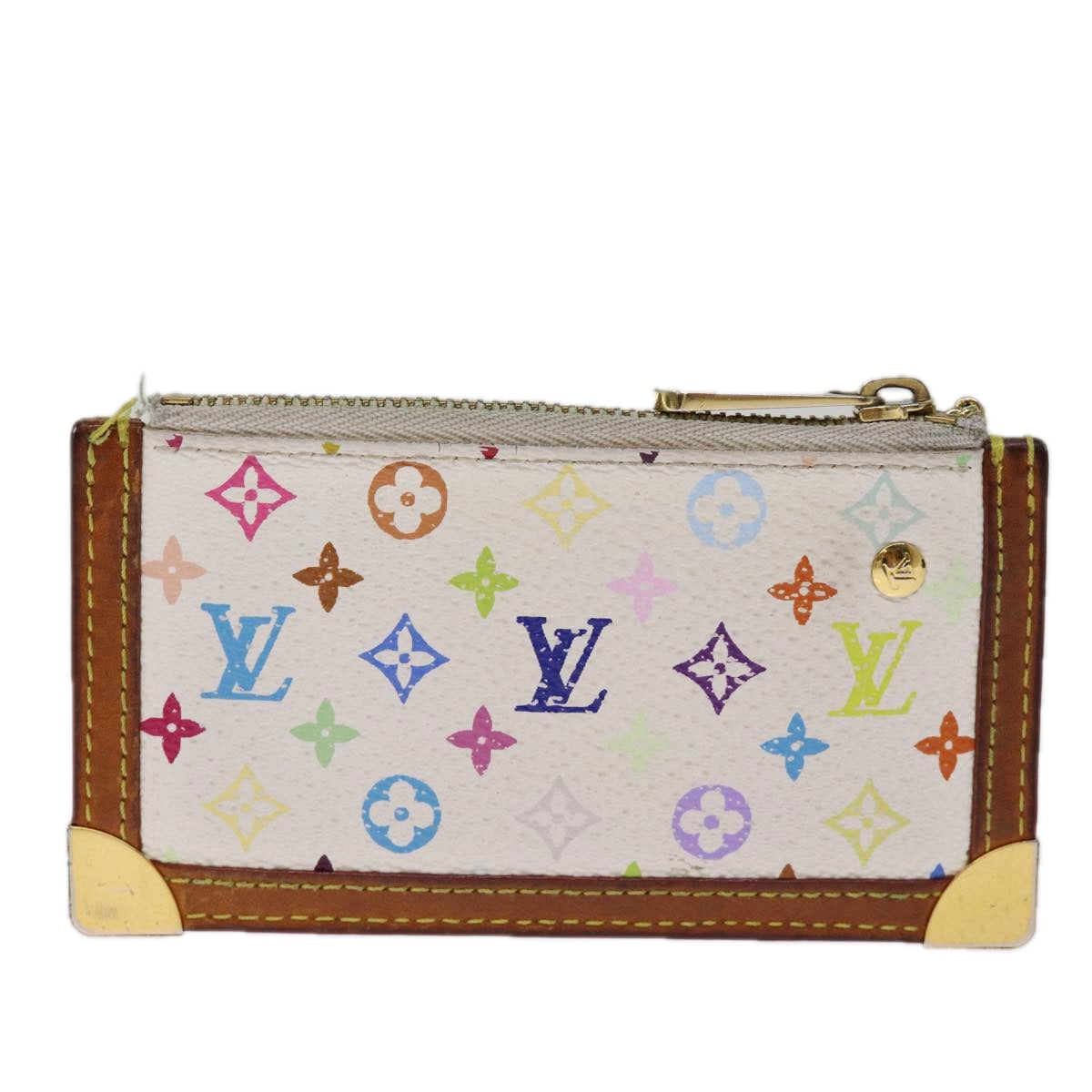 LOUIS VUITTON Monogram Multicolor Pochette Cles Purse White M92655 Auth 75047 - 0