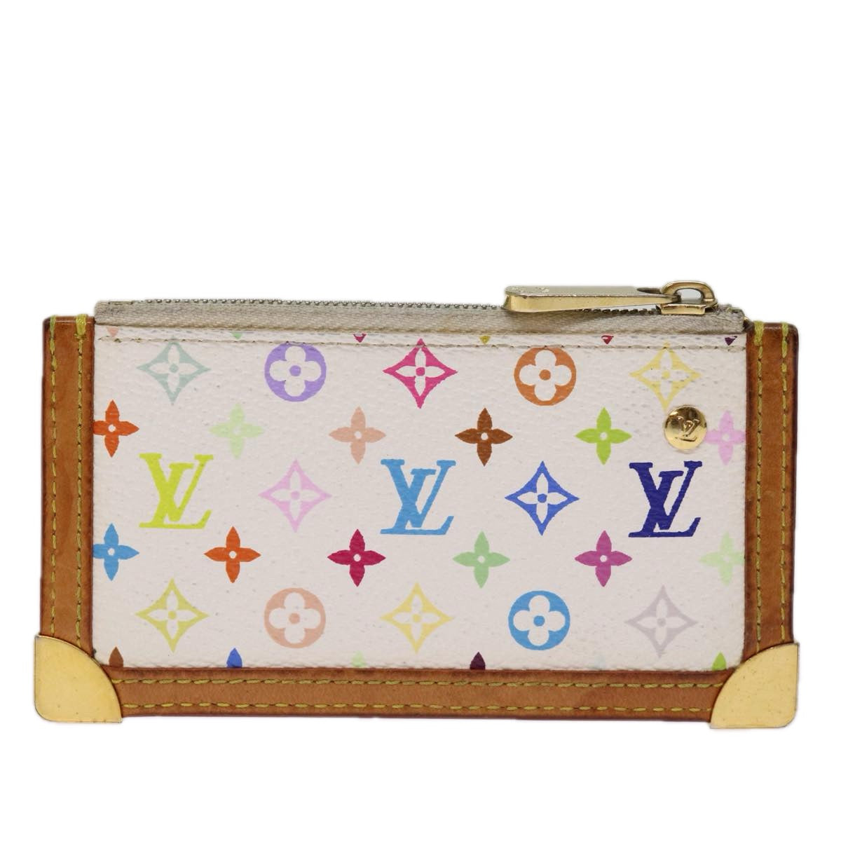 LOUIS VUITTON Monogram Multicolor Pochette Cles Purse White M92655 Auth 75048 - 0