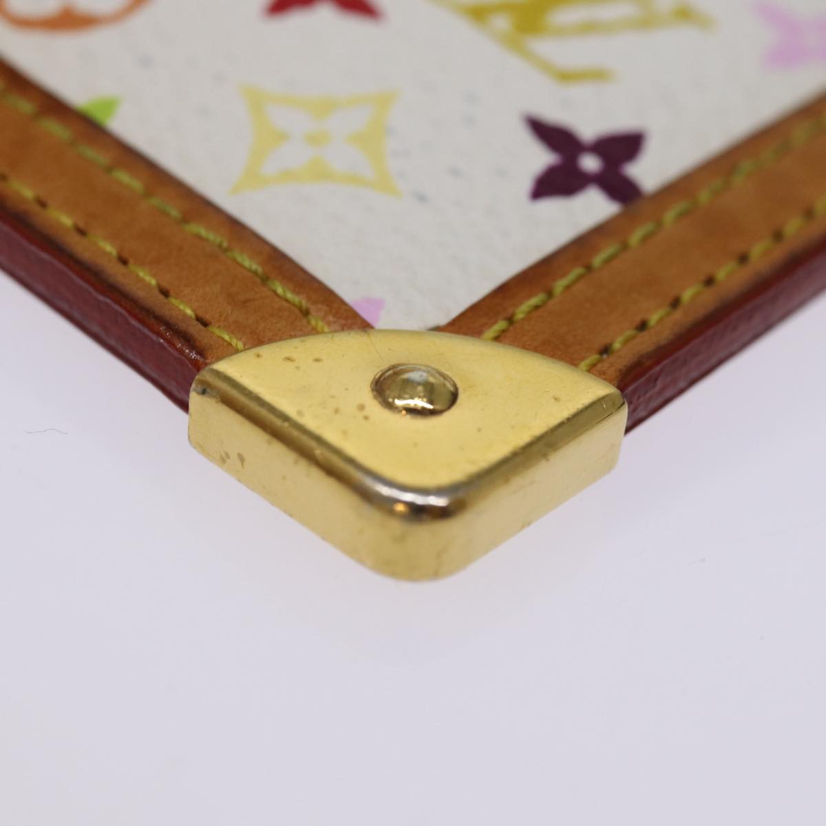 LOUIS VUITTON Monogram Multicolor Pochette Cles Purse White M92655 Auth 75048