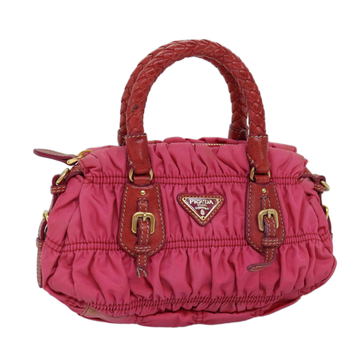 PRADA Hand Bag Nylon Pink Auth 75053