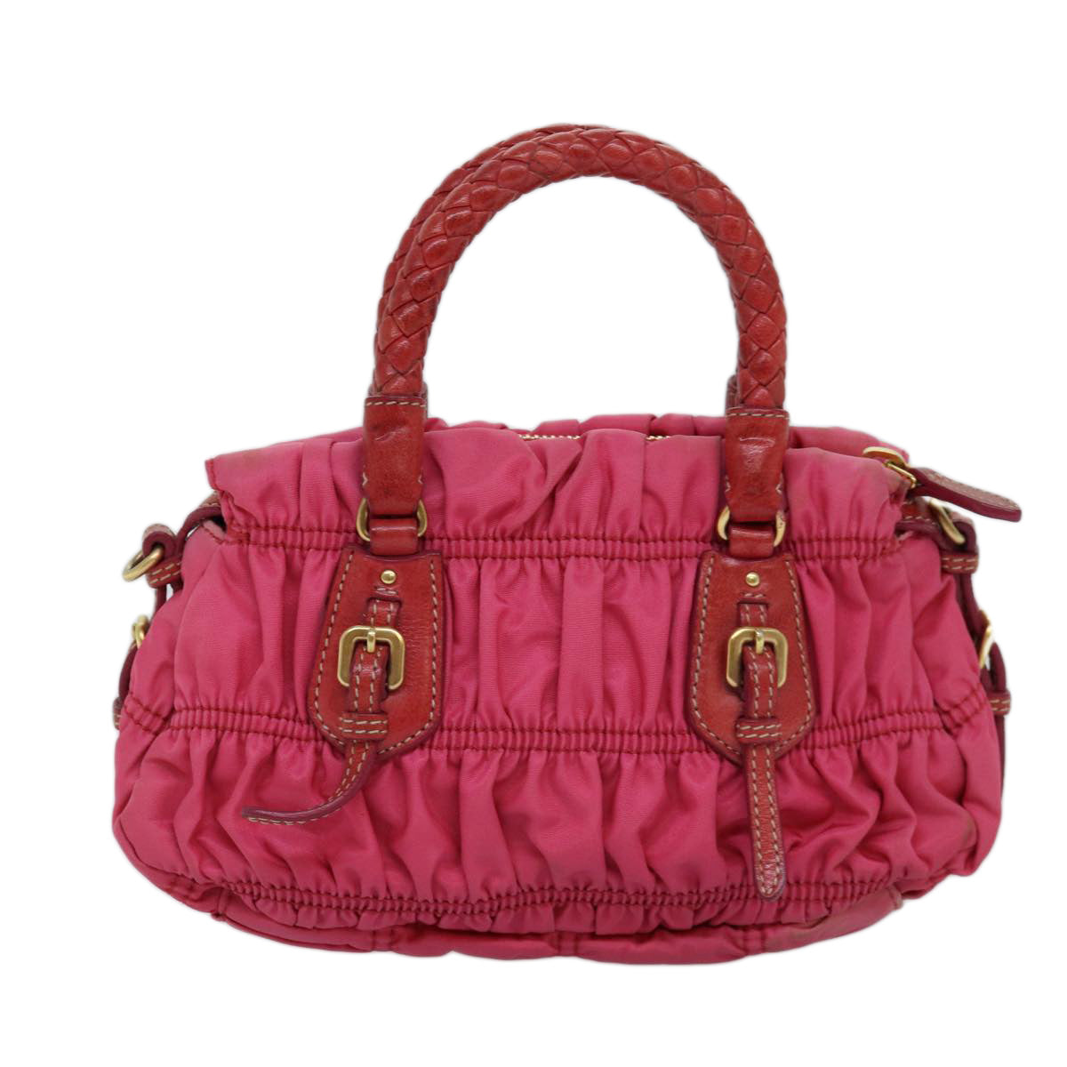 PRADA Hand Bag Nylon Pink Auth 75053