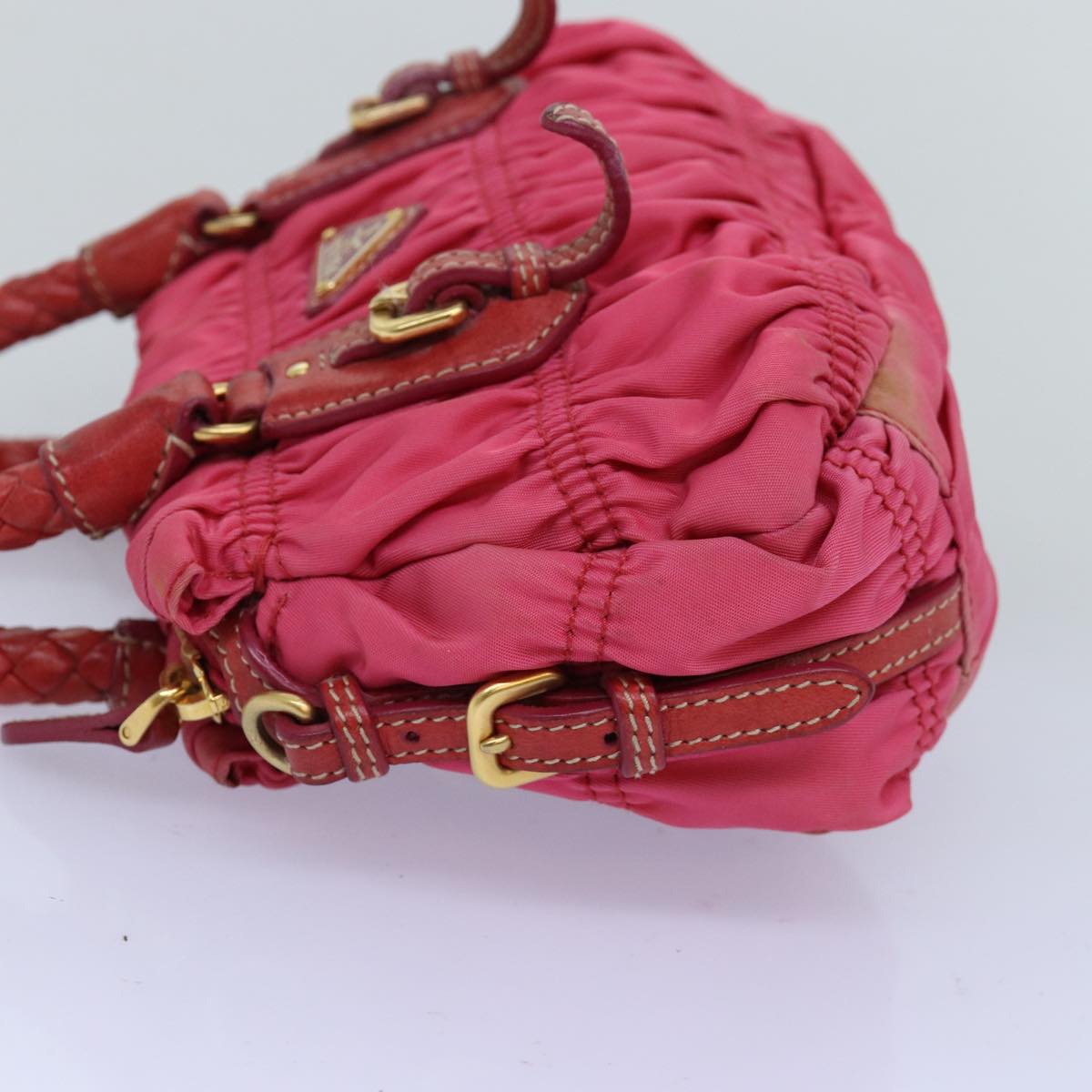 PRADA Hand Bag Nylon Pink Auth 75053