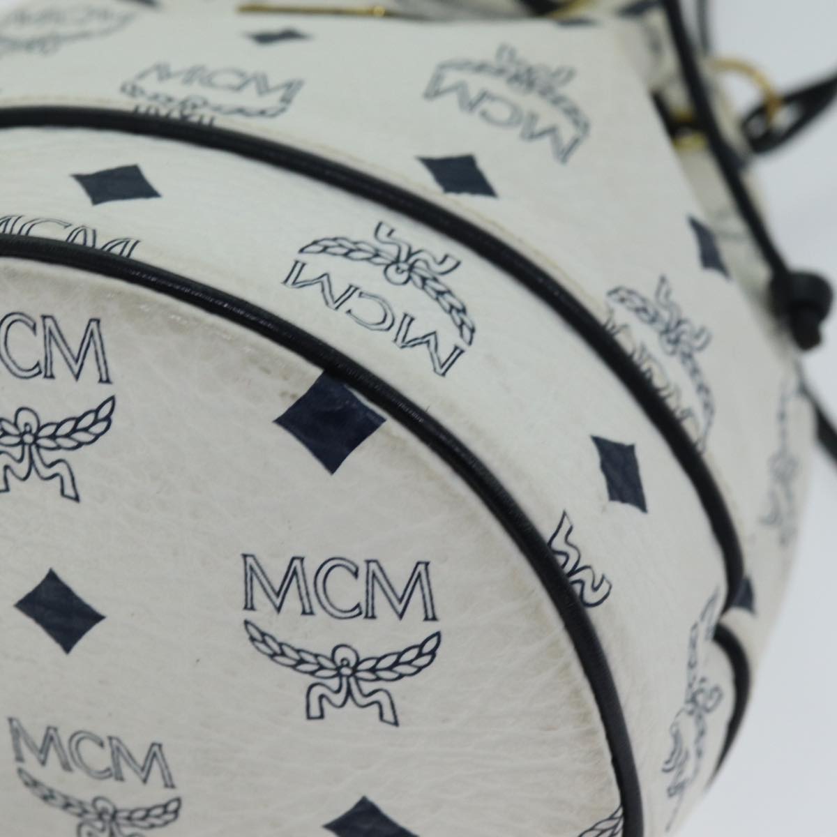 MCM Vicetos Logogram Shoulder Bag PVC White Auth 75056