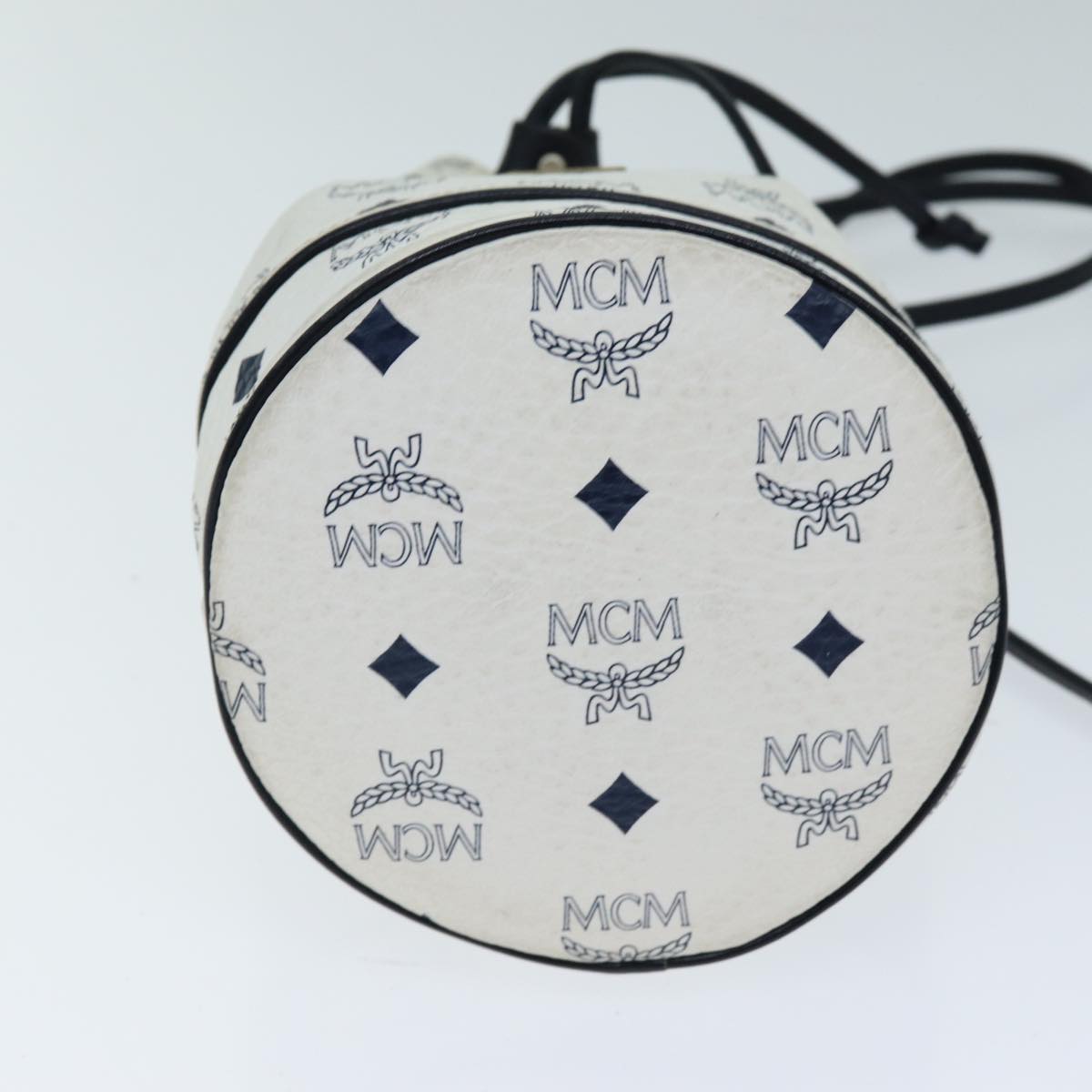 MCM Vicetos Logogram Shoulder Bag PVC White Auth 75056