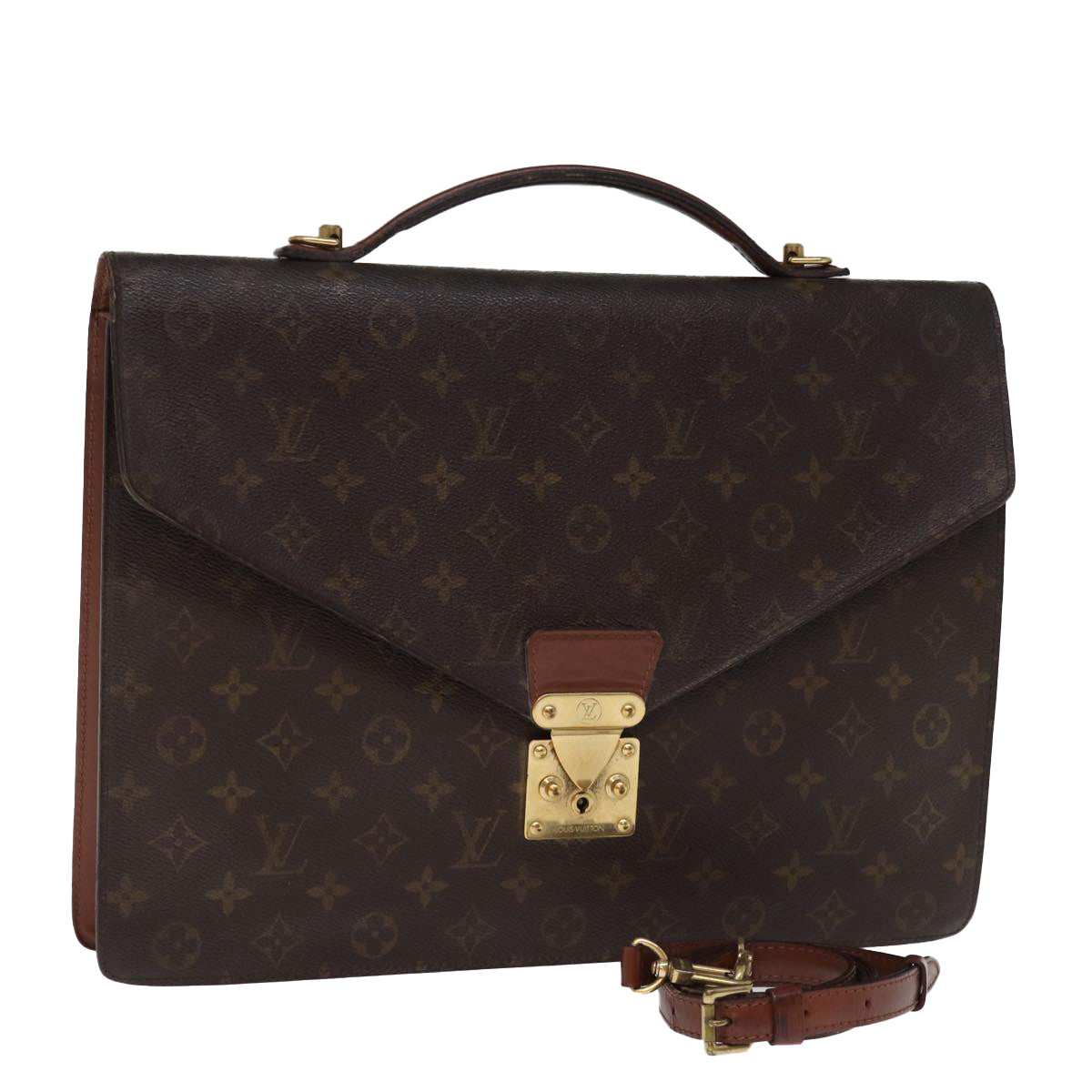 LOUIS VUITTON Monogram Porte Documents Bandouliere Bag M53338 LV Auth 75067