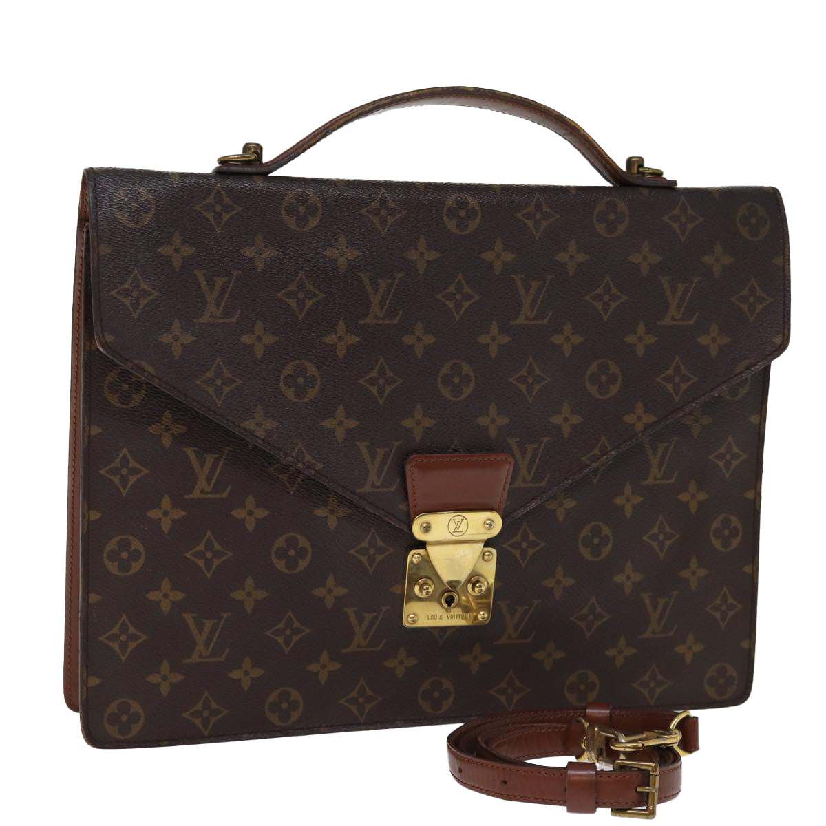 LOUIS VUITTON Monogram Porte Documents Bandouliere Bag M53338 LV Auth 75081