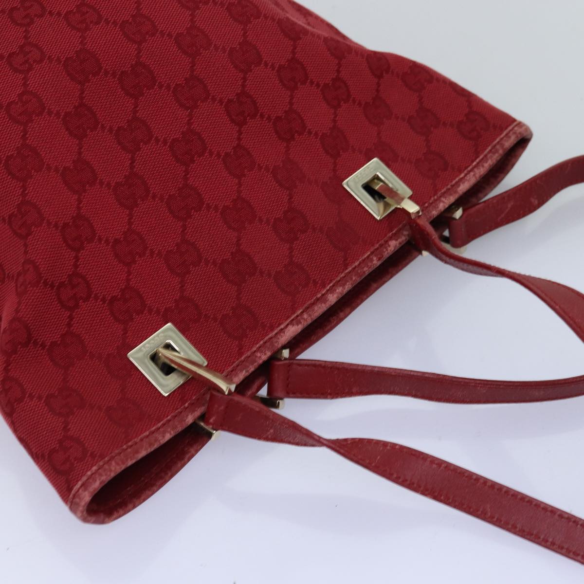 GUCCI GG Canvas Hand Bag Red 002 1099 Auth 75104