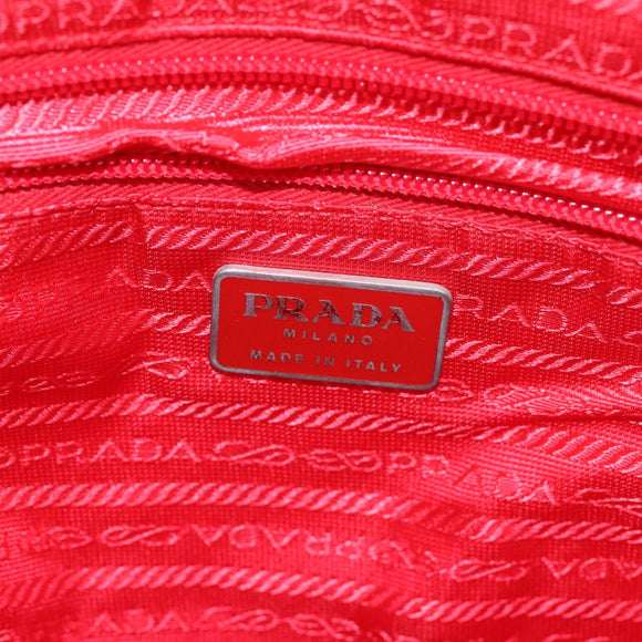 PRADA Sports Tote Bag Canvas Red Beige Auth 75127