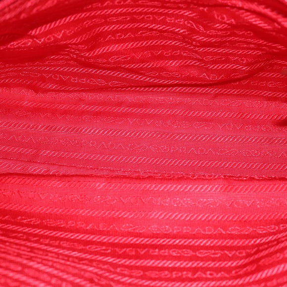 PRADA Sports Tote Bag Canvas Red Beige Auth 75127