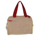 PRADA Sports Tote Bag Canvas Red Beige Auth 75127-1
