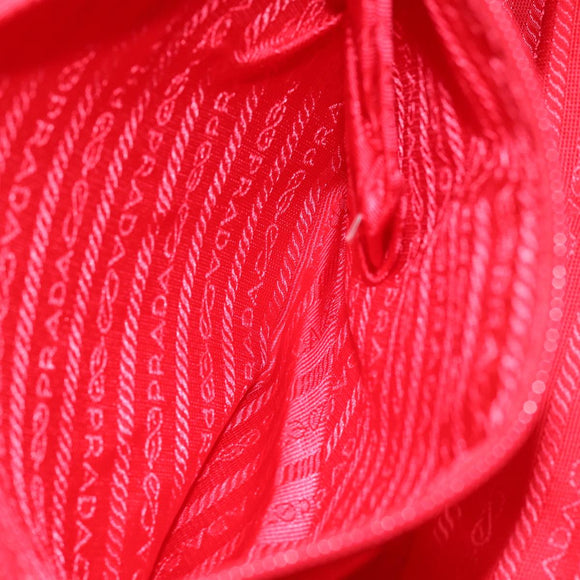 PRADA Sports Tote Bag Canvas Red Beige Auth 75127