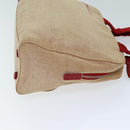 PRADA Sports Tote Bag Canvas Red Beige Auth 75127-3