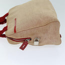 PRADA Sports Tote Bag Canvas Red Beige Auth 75127-4