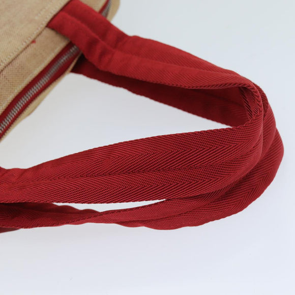 PRADA Sports Tote Bag Canvas Red Beige Auth 75127