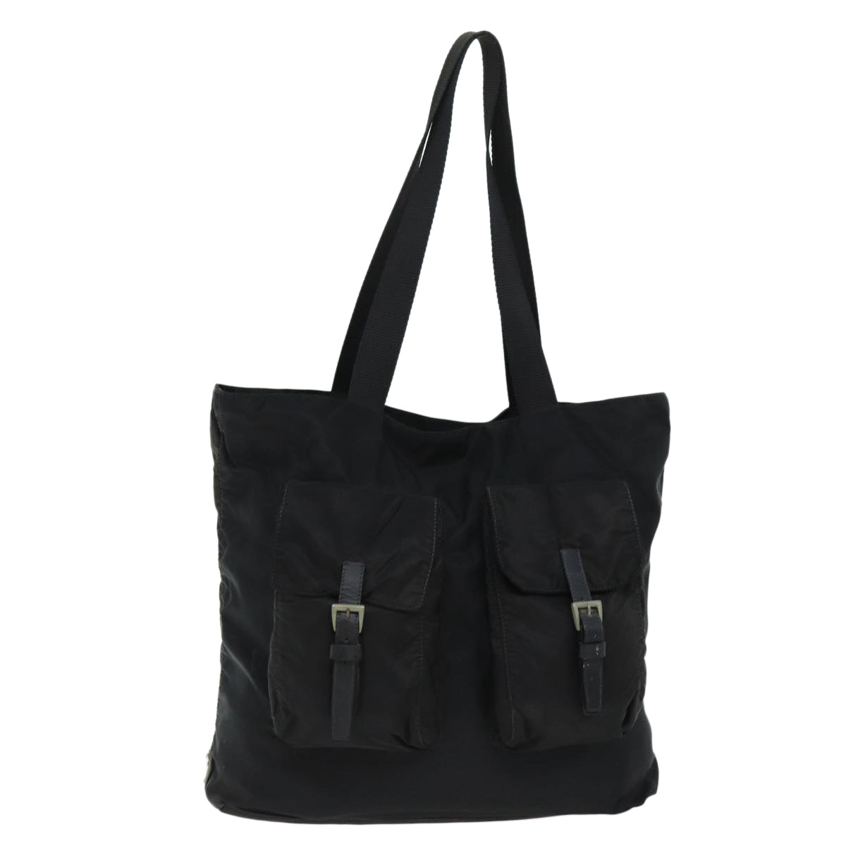PRADA Tote Bag Nylon Black Auth 75129