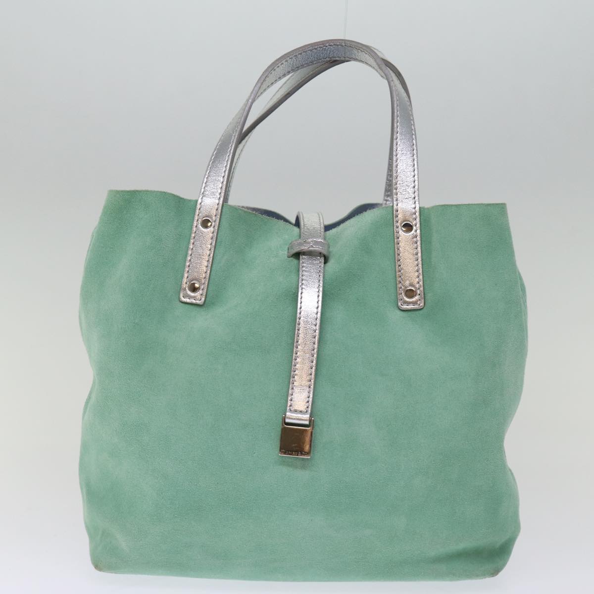 TIFFANY&Co. Hand Bag Suede Light Blue Auth 75135 - 0