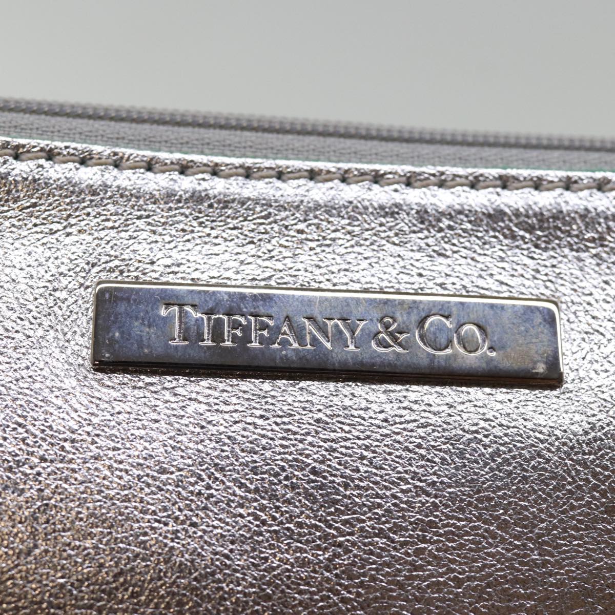 TIFFANY&Co. Hand Bag Suede Light Blue Auth 75135