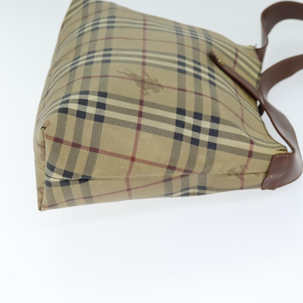 BURBERRY Nova Check Shoulder Bag PVC Beige Auth 75145