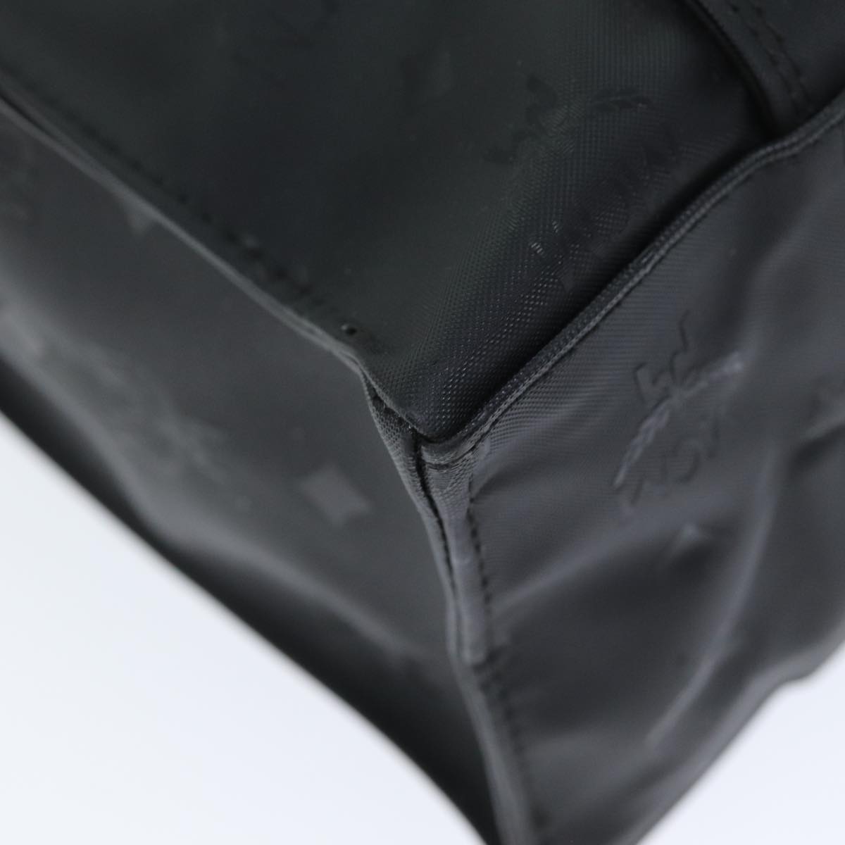 MCM Vicetos Logogram Tote Bag Coated Canvas Black Auth 75146