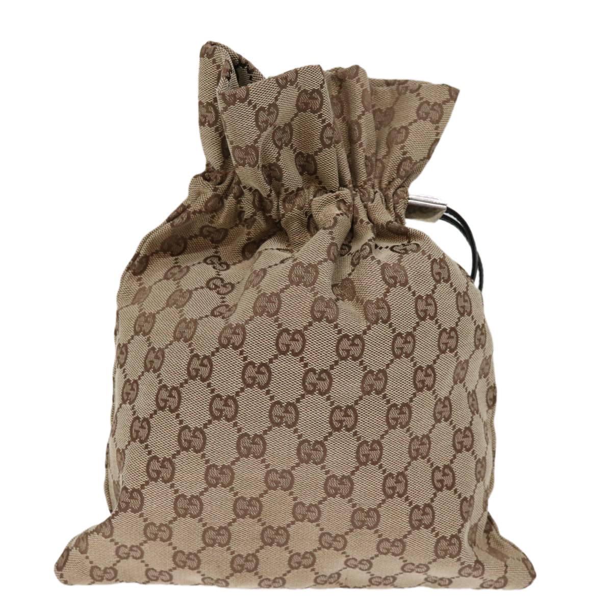 GUCCI GG Canvas Drawstring Pouch Beige Auth 75149 - 0