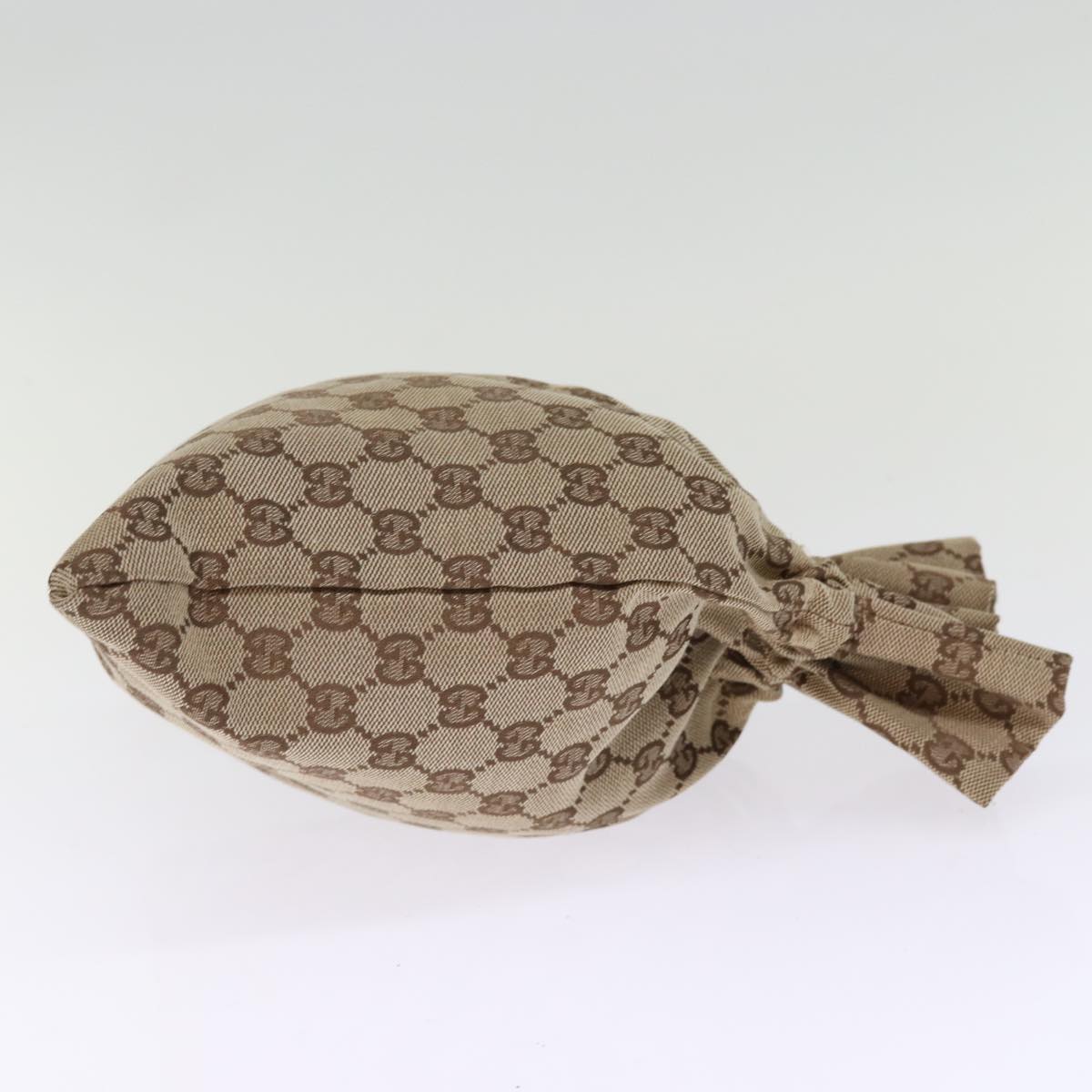 GUCCI GG Canvas Drawstring Pouch Beige Auth 75149
