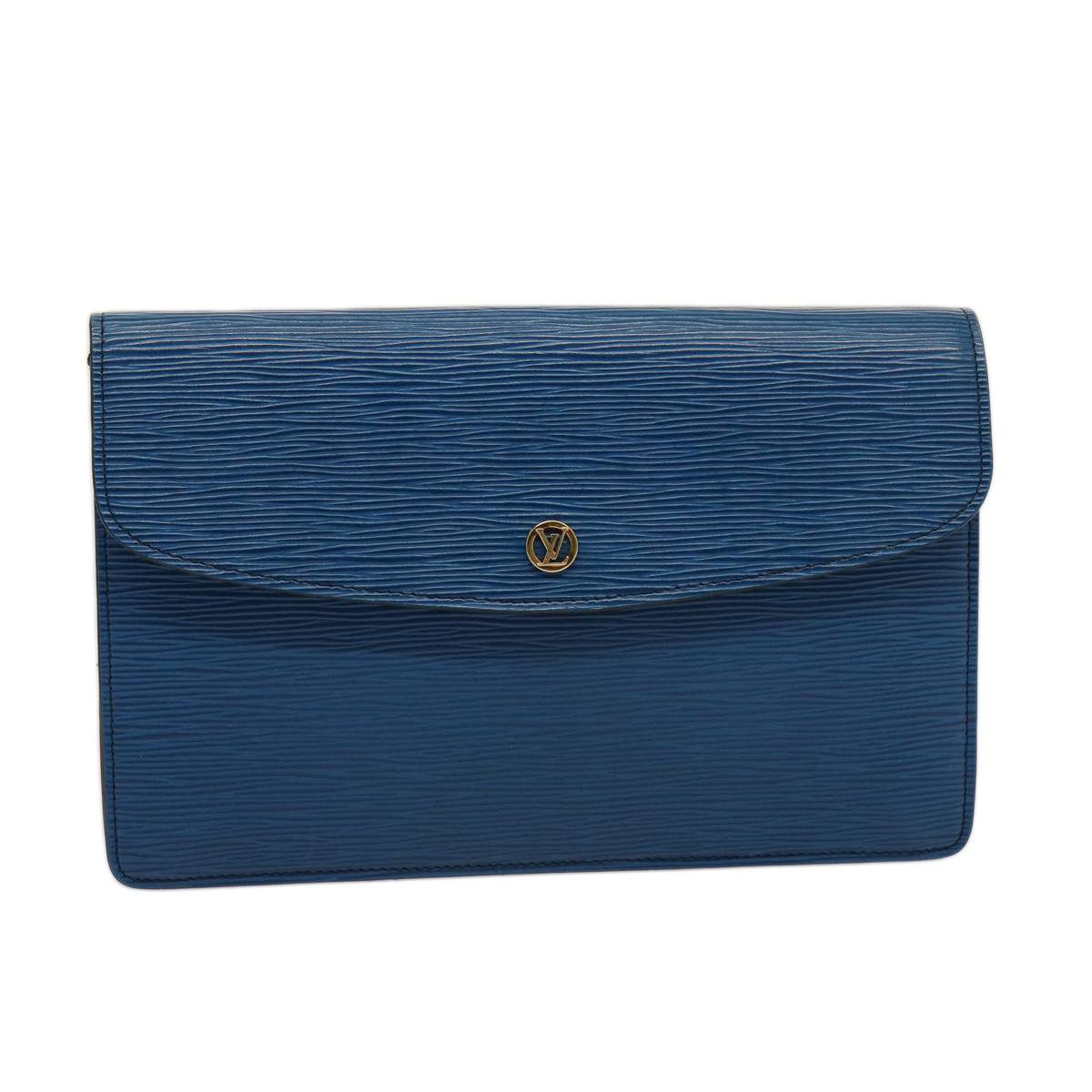 LOUIS VUITTON Epi Montaigne 27 Clutch Bag Blue M52655 LV Auth 75166