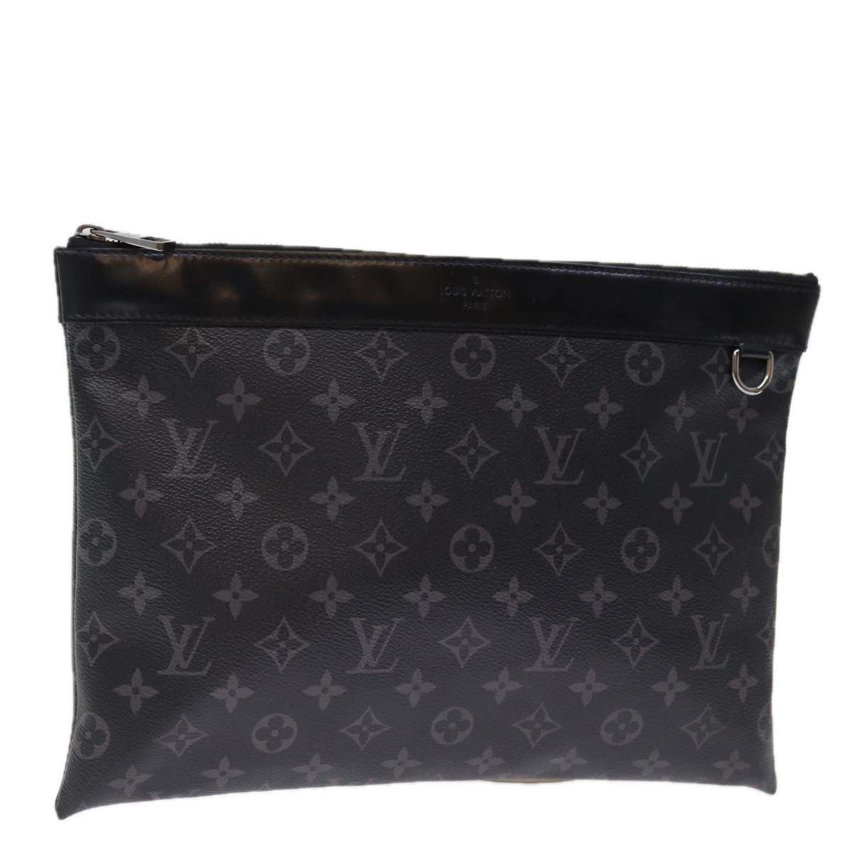 LOUIS VUITTON Monogram Eclipse Pochette Discovery Clutch Bag M62291 Auth 75173