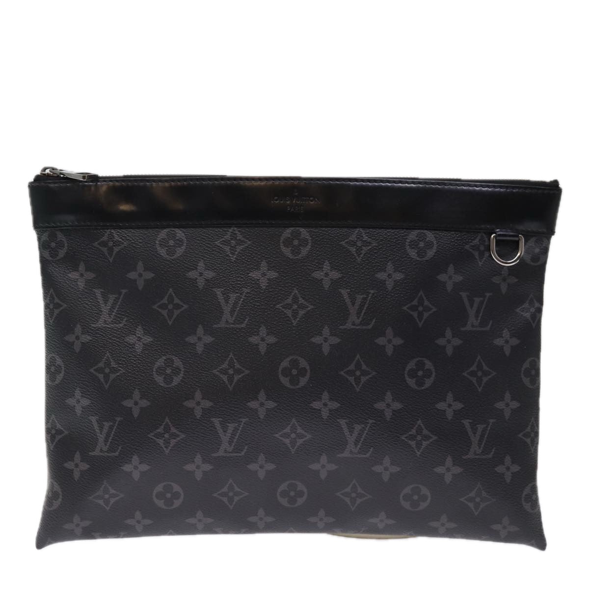 LOUIS VUITTON Monogram Eclipse Pochette Discovery Clutch Bag M62291 Auth 75173