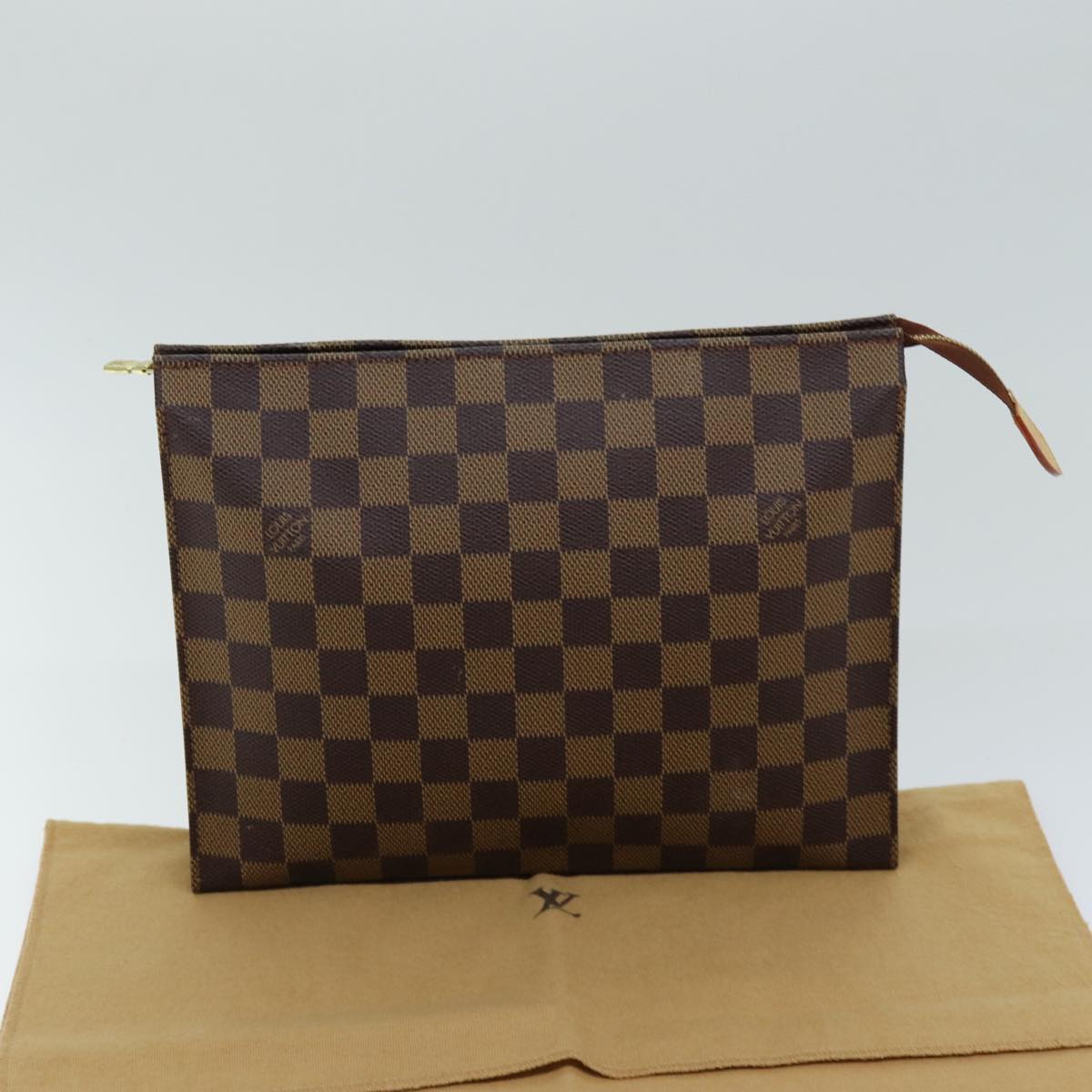 LOUIS VUITTON Damier Ebene Poche Toilette 26 Pouch N47543 LV Auth 75175