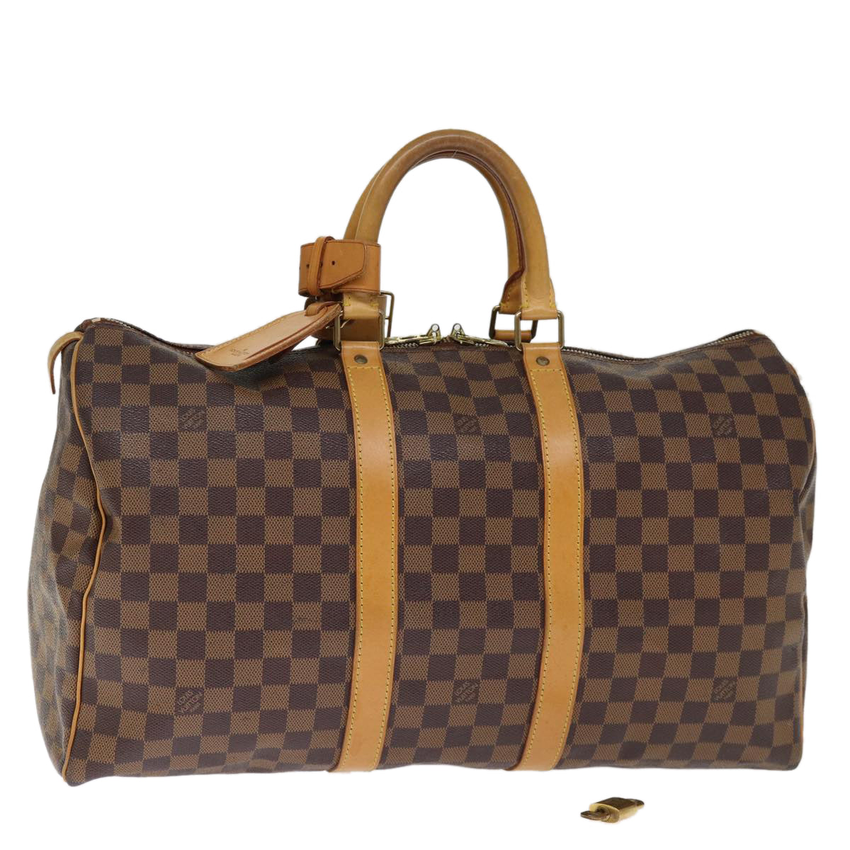 LOUIS VUITTON Damier Ebene Keepall 45 Boston Bag LV Auth 75198A