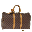 LOUIS VUITTON Damier Ebene Keepall 45 Boston Bag LV Auth 75198AV-1
