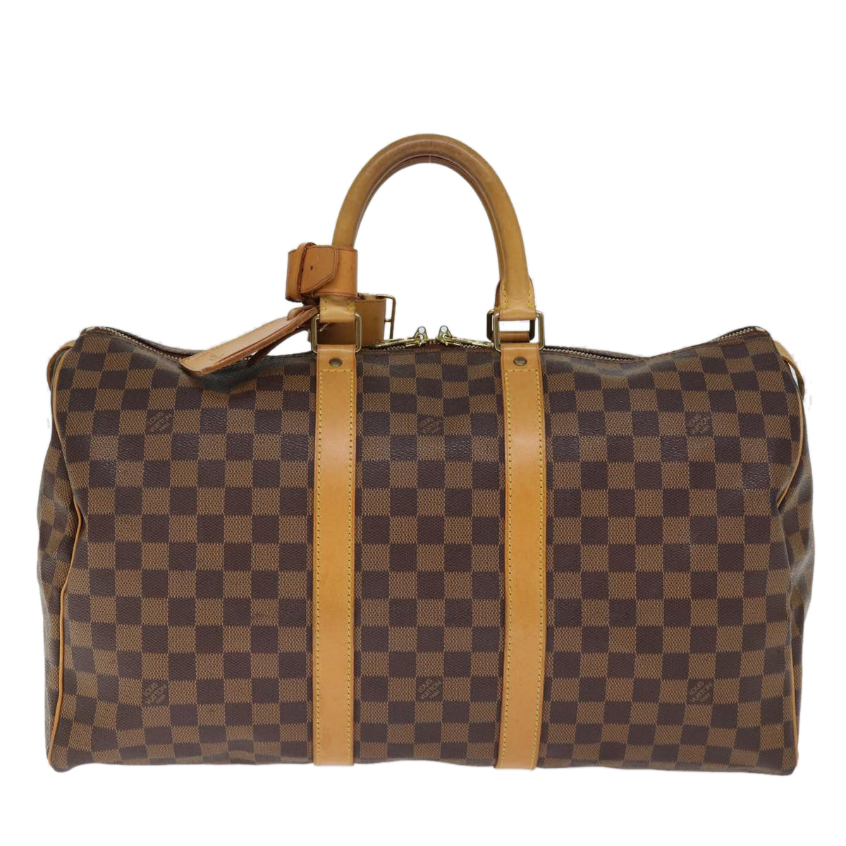 LOUIS VUITTON Damier Ebene Keepall 45 Boston Bag LV Auth 75198A