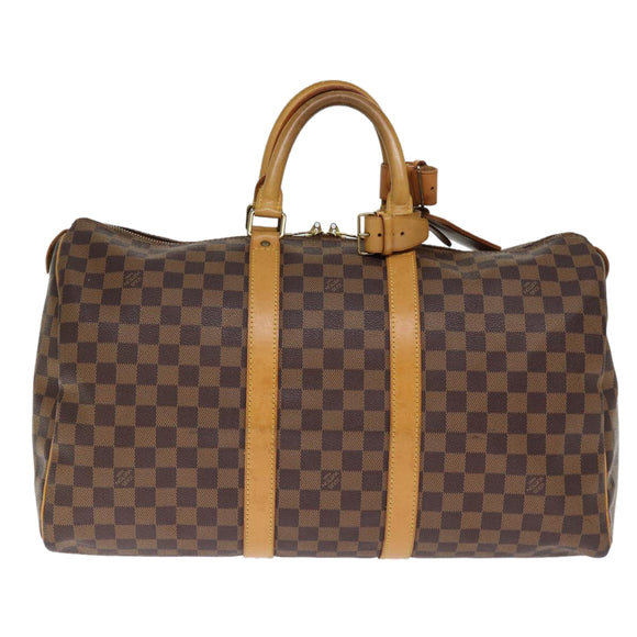 LOUIS VUITTON Damier Ebene Keepall 45 Boston Bag LV Auth 75198AV