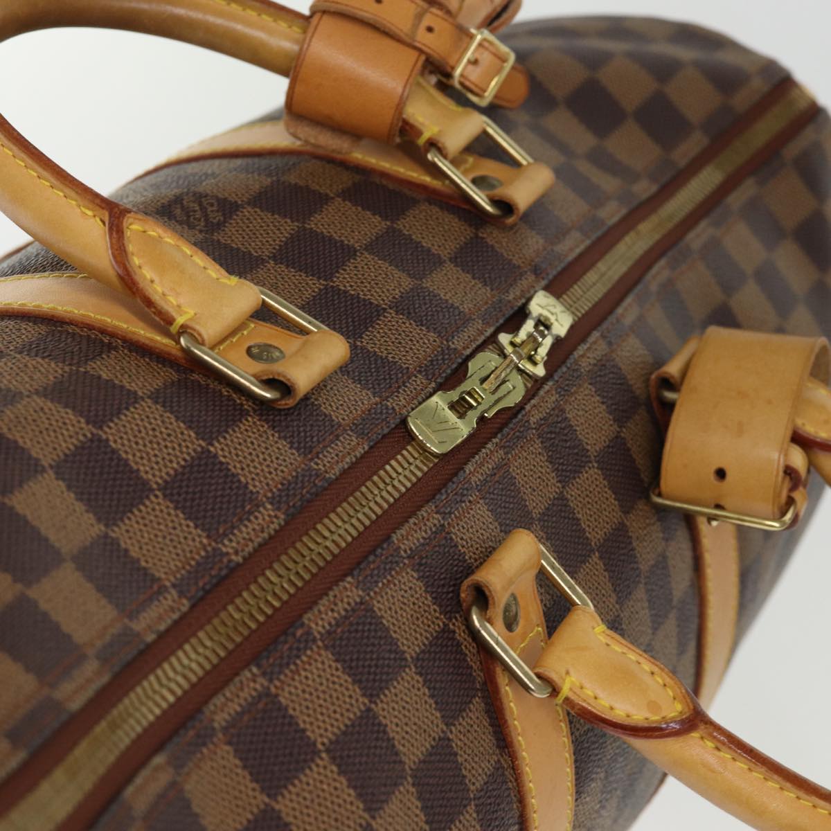 LOUIS VUITTON Damier Ebene Keepall 45 Boston Bag LV Auth 75198A