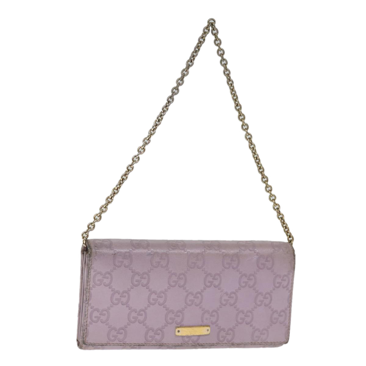 GUCCI GG Canvas Guccissima Shoulder Long Wallet Purple 170426 Auth 75212