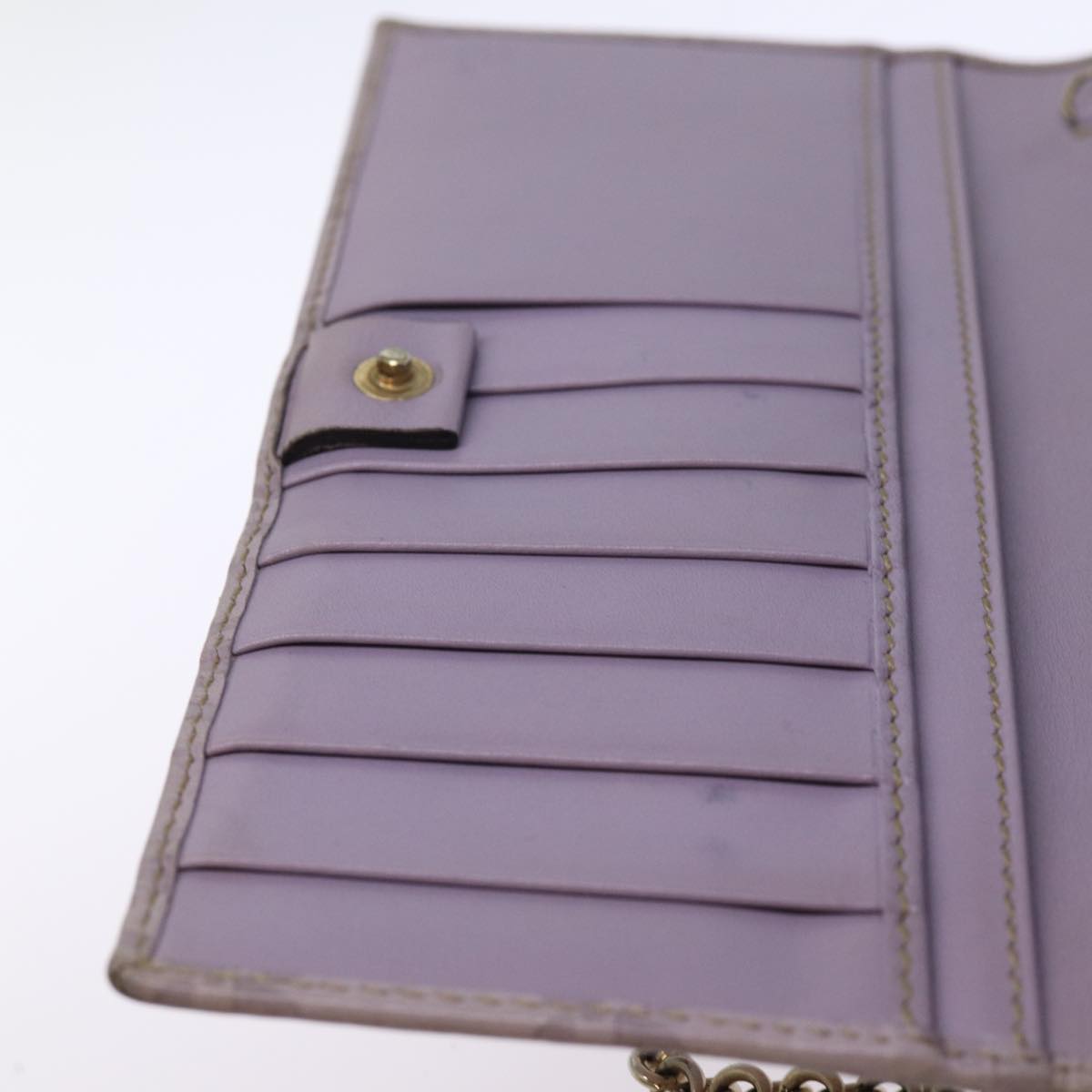 GUCCI GG Canvas Guccissima Shoulder Long Wallet Purple 170426 Auth 75212