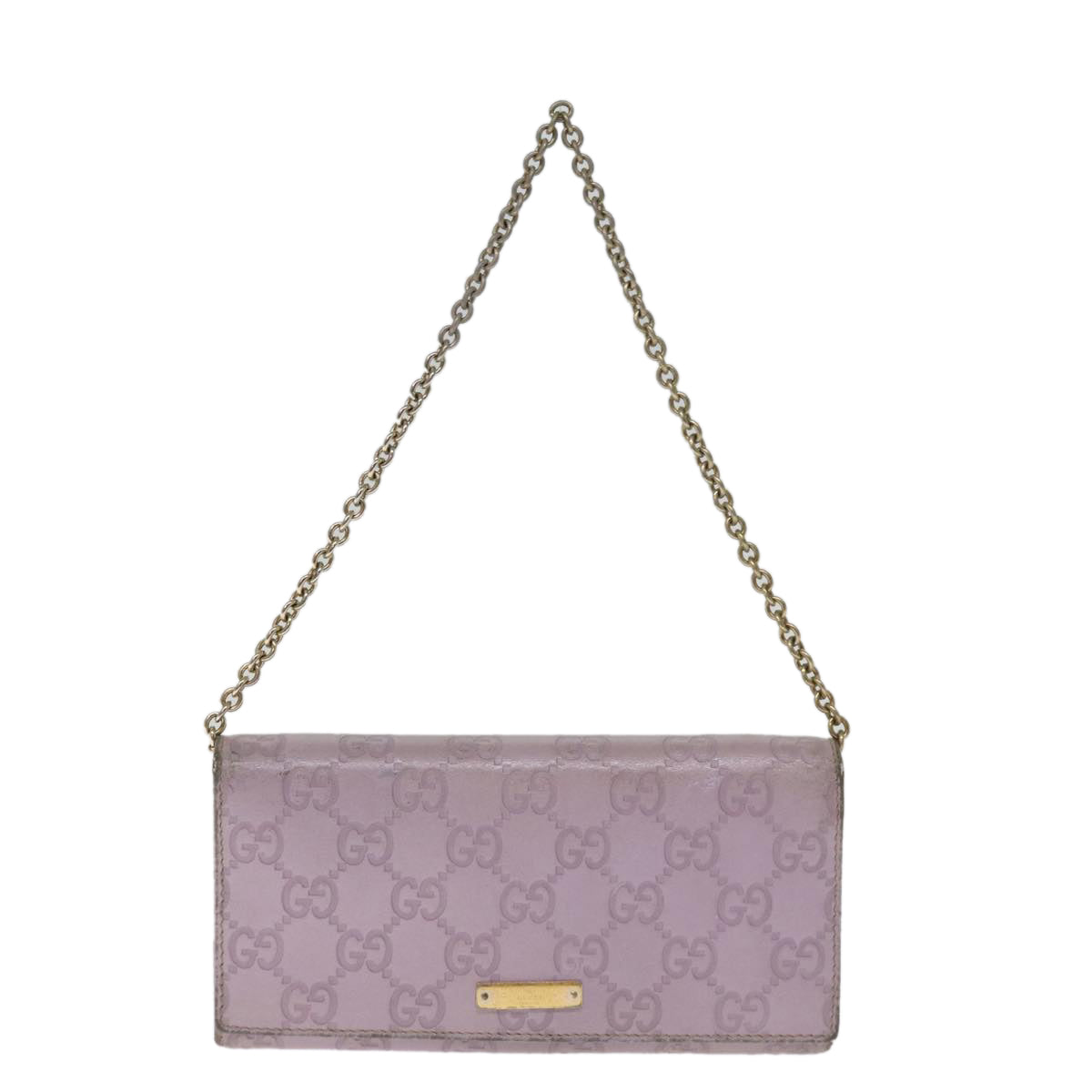 GUCCI GG Canvas Guccissima Shoulder Long Wallet Purple 170426 Auth 75212