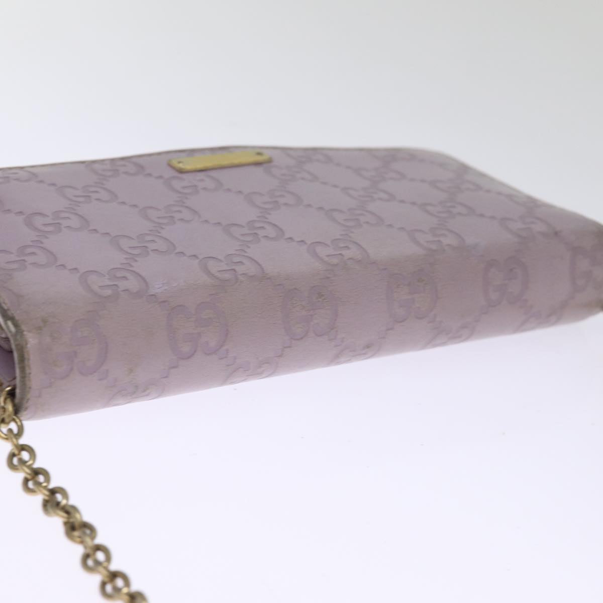 GUCCI GG Canvas Guccissima Shoulder Long Wallet Purple 170426 Auth 75212