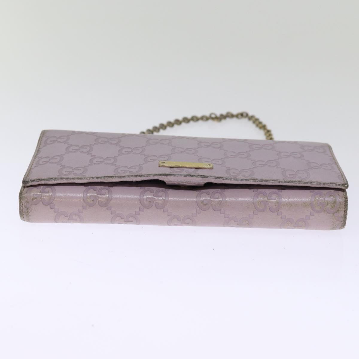 GUCCI GG Canvas Guccissima Shoulder Long Wallet Purple 170426 Auth 75212