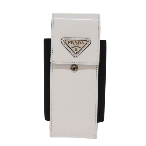 PRADA Cell Phone Case Patent leather White Auth 75214V